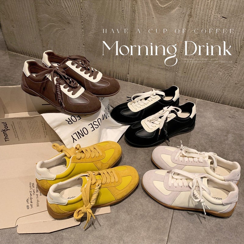 Women's Leather Lace-up Low Top Sneakers - Image 1