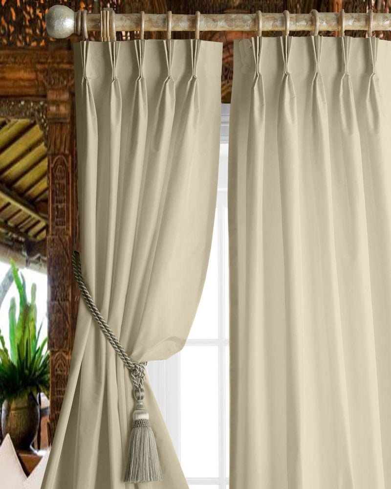 Magic Drapes Magic Drapes Natural Blackout Curtains Pinch Pleated Window Treatment Room Darkening Window Curtains 63 inch for Living Room Bedroom Pinch Pleat Drapes 2 Panels W2626 L63Beige 