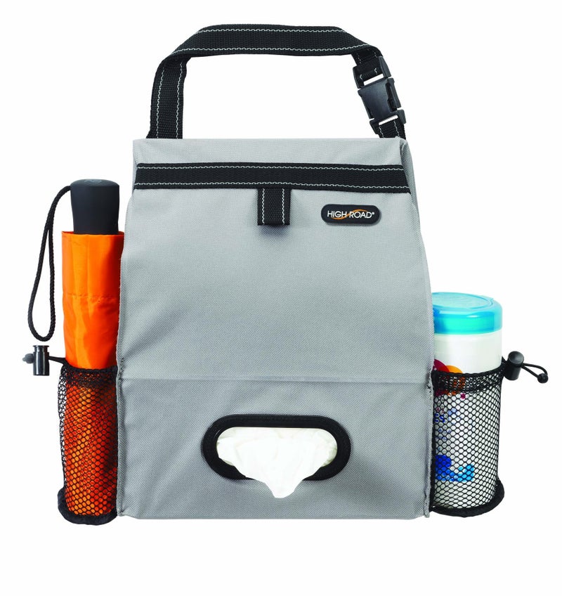 High Road Car Back Seat Trash Bag with Tissue Holder and Cup Holder Pockets - Holds Full Size Tissue Box - 2 Gal Covered Car Trash Can - Image 3