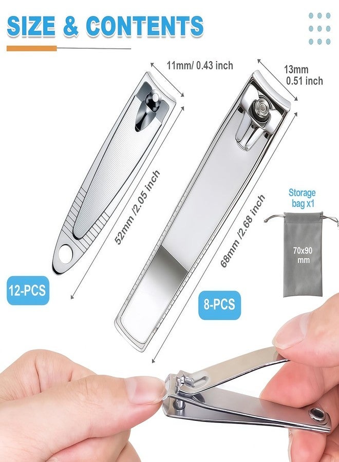 Keeshibao 20-Pack Stainless Steel Fingernail & Toenail Nail Clippers Bulk Set - 12 Small + 8 Medium Size with Storage Pouch, Manicure Kit for Men/Women Travel, Gifts, Homeless Care Supplies - Image 4