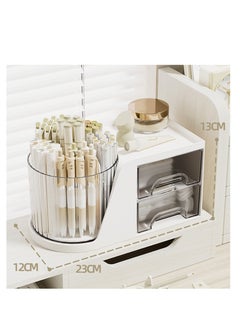 Excefore "Desk Organizer with 2 Drawer, 360° Rotating Pencil Pen Holder for Desk, Desk Organizers and Accessories with 4 Compartments + Drawer for Office Home Art Supplies, White "  - Image 5