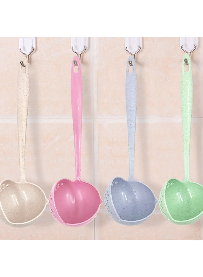 Wheat Straw Spoon Soup Spoon Colander Two-in-one Long Handle Large Spoon Tableware Hot Pot Spoon Stall Supply-Color:Nordic Rice-Specifications:Two-in-one Hot Pot Spoon (naked)