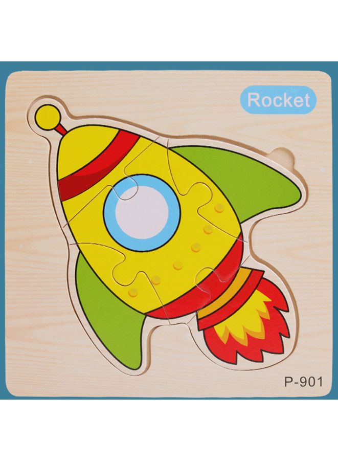 Jigsaw 3D Wooden Puzzle Toys Cartoon Cards Intelligence Early Learning Toy for Children Vehicle set Rocket - Image 1