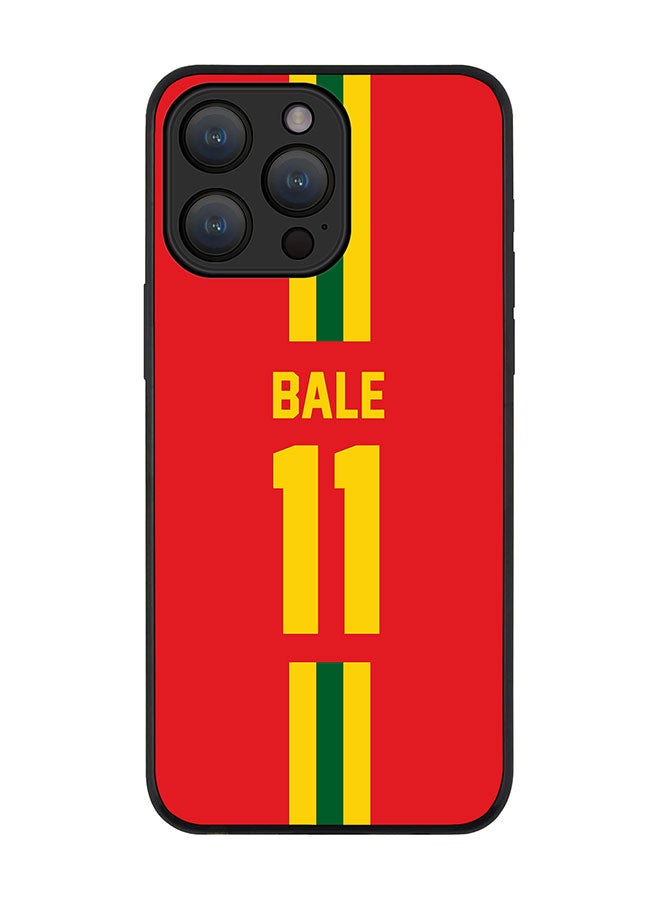 Stylizedd Cover for iPhone 15 Pro Case Rugged Black Slim fit Flexible Protective Phone Cases - Football Team - WalesPlayer Name - Bale - Image 1
