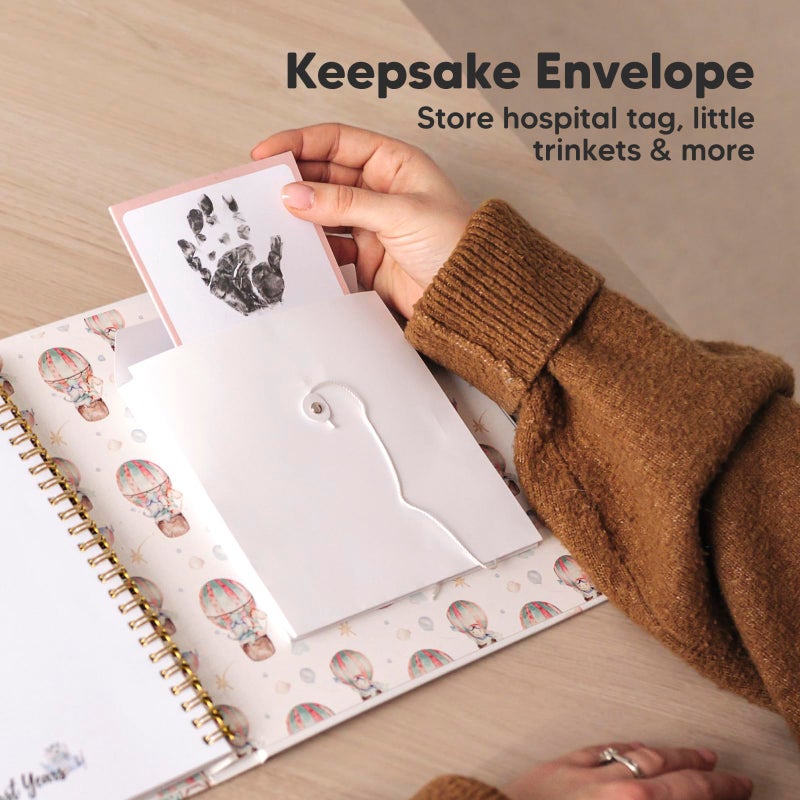 KeaBabies First 5 Years Baby Memory Book Girl, Boy - 90 Pages Hardcover First Year Milestone Keepsake Book, Newborn Scrapbook for New Parents, Minimalist Photo Album Journal, Gift for Baby Shower(AdventureLand) - Image 5