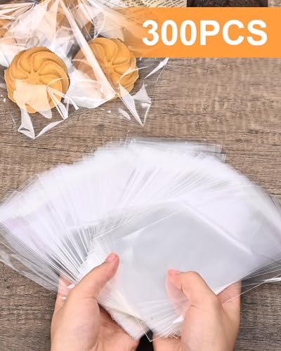 Naiircool 300 Pcs Self Adhesive Cookie Bags, 4x6 Inches Self Sealing Cellophane Bags, Clear Resealable Cellophane Bag for Packaging, Cookies, Gifts, Candy, Food - Image 4