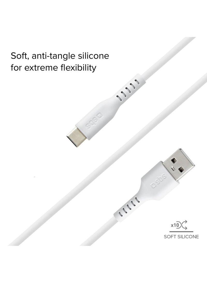 SBS كابل بيانات السفر USB 2.0 إلى Type C للهواتف الذكية، طول 1.5 متر، اللون الأبيض مناسب لأجهزة Apple وSamsung وHuawei وXiaomi وLG وغيرها. - Image 4