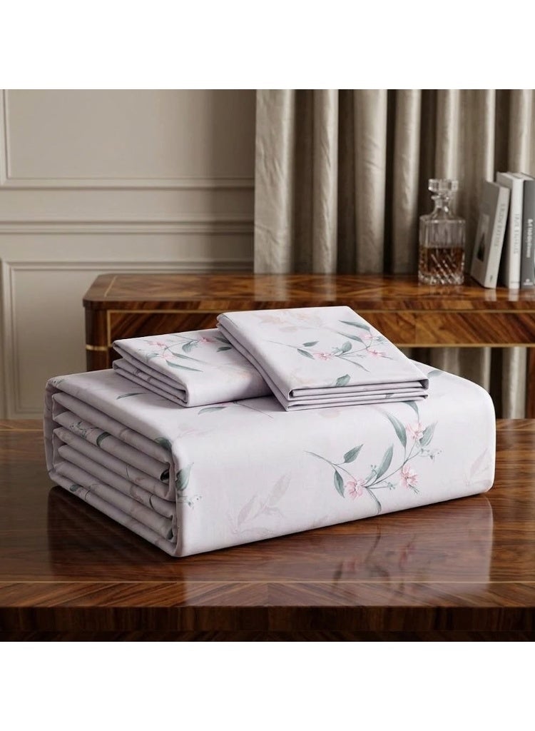 Lavish 150 GSM Microfiber King Flat Bed Sheet Set (3-Piece) - Artistic Watercolor Lilac Flora, 270x250 CM - Image 5