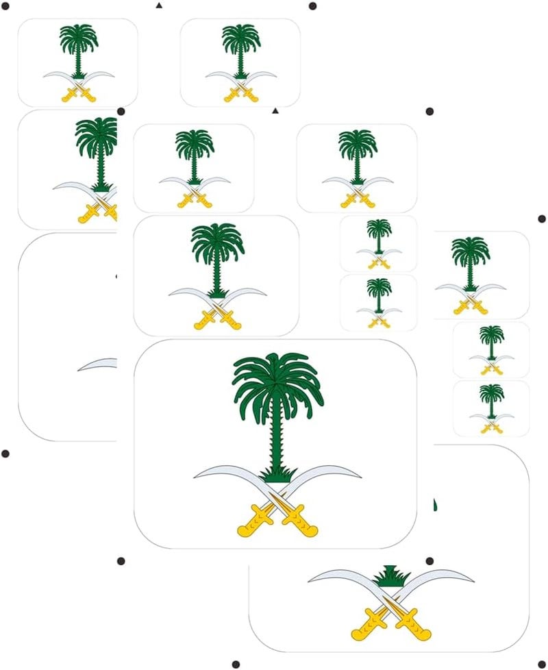 vmcoatdu شعار النبالة السعودي طباعة بالليزر المملكة العربية السعودية الشعار الوطني ملصق 3 قطع ملصق بأحجام متعددة ملصقات (أخضر المملكة العربية السعودية) - Image 1
