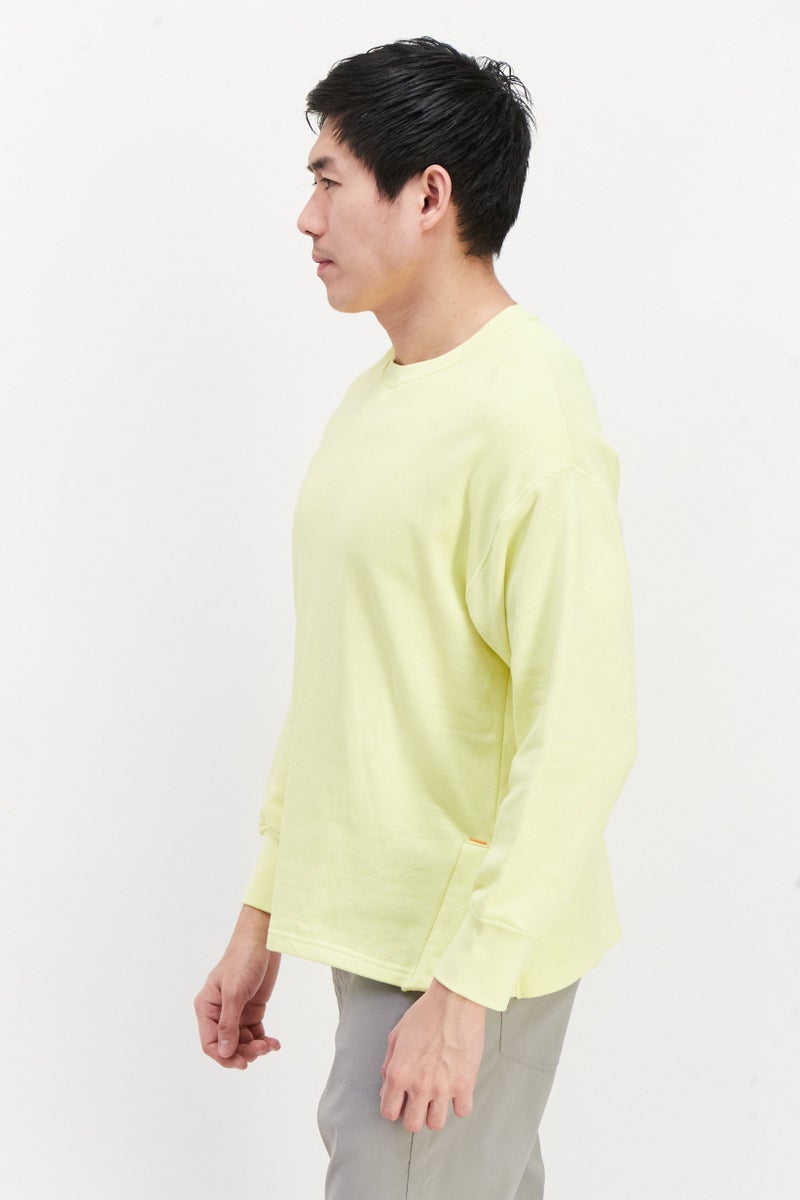 TRIBE OF 6 Men Crew Neck Long Sleeve Plain Sweatshirt, Yellow - Image 3