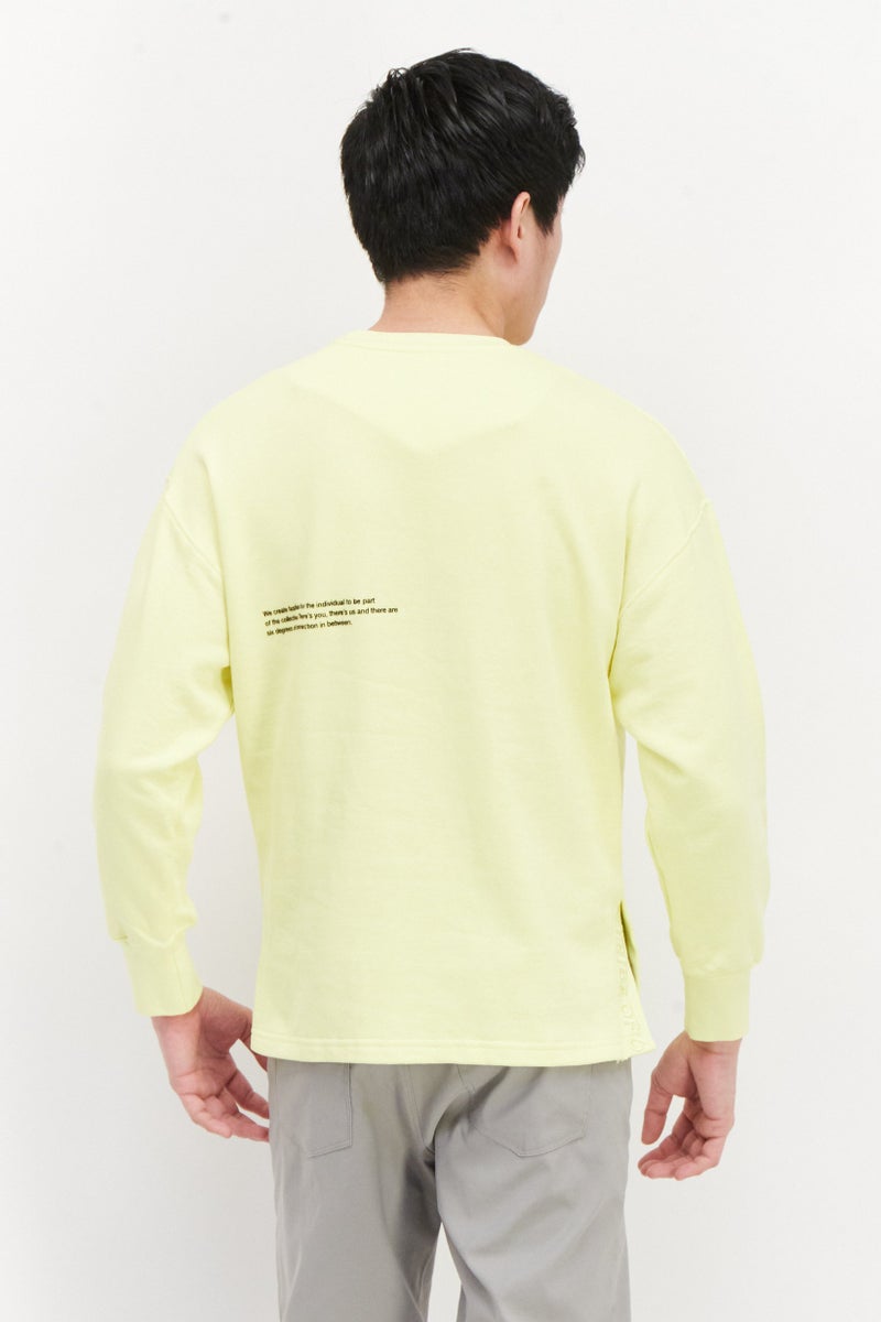 TRIBE OF 6 Men Crew Neck Long Sleeve Plain Sweatshirt, Yellow - Image 2