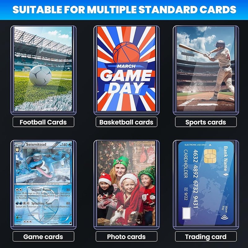 ZENOWICK 200 Card Sleeves Top Loaders for Cards, 3 x 4 Hard Plastic Toploaders, Baseball Card Protectors, Trading Card Holder for Football Sports Cards (100 Toploaders + 100 Penny Sleeves) - Image 4
