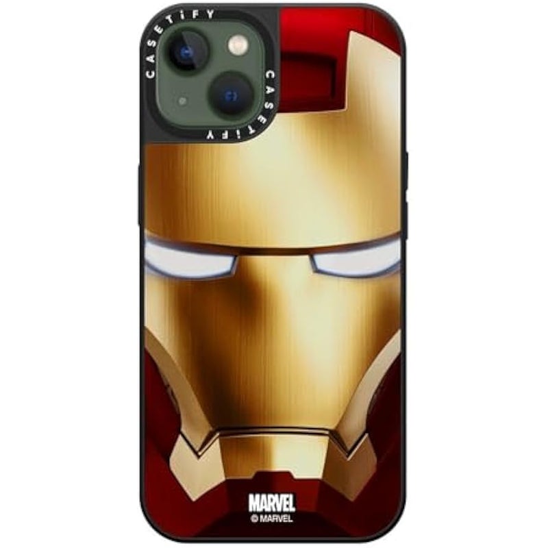 Casetify Mirror iPhone 13 Case 【Iron Man Co-Lab/Reflective / 4.9ft Drop Protection/Compatible with Magsafe】 - Iron Man Hero Mask - Silver on Black - Image 2