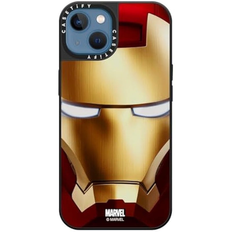 Casetify Mirror iPhone 13 Case 【Iron Man Co-Lab/Reflective / 4.9ft Drop Protection/Compatible with Magsafe】 - Iron Man Hero Mask - Silver on Black - Image 4