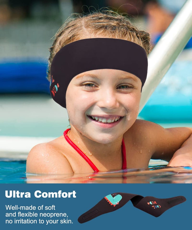 MoKo Swimming Headband for Kids, Cute Swinmmers Headband Ear Band for Kids Keep Water Out Waterproof Ear Protection Band for Bathing Swimming Ear Band, M Size - Light Blue & Shark - Image 5