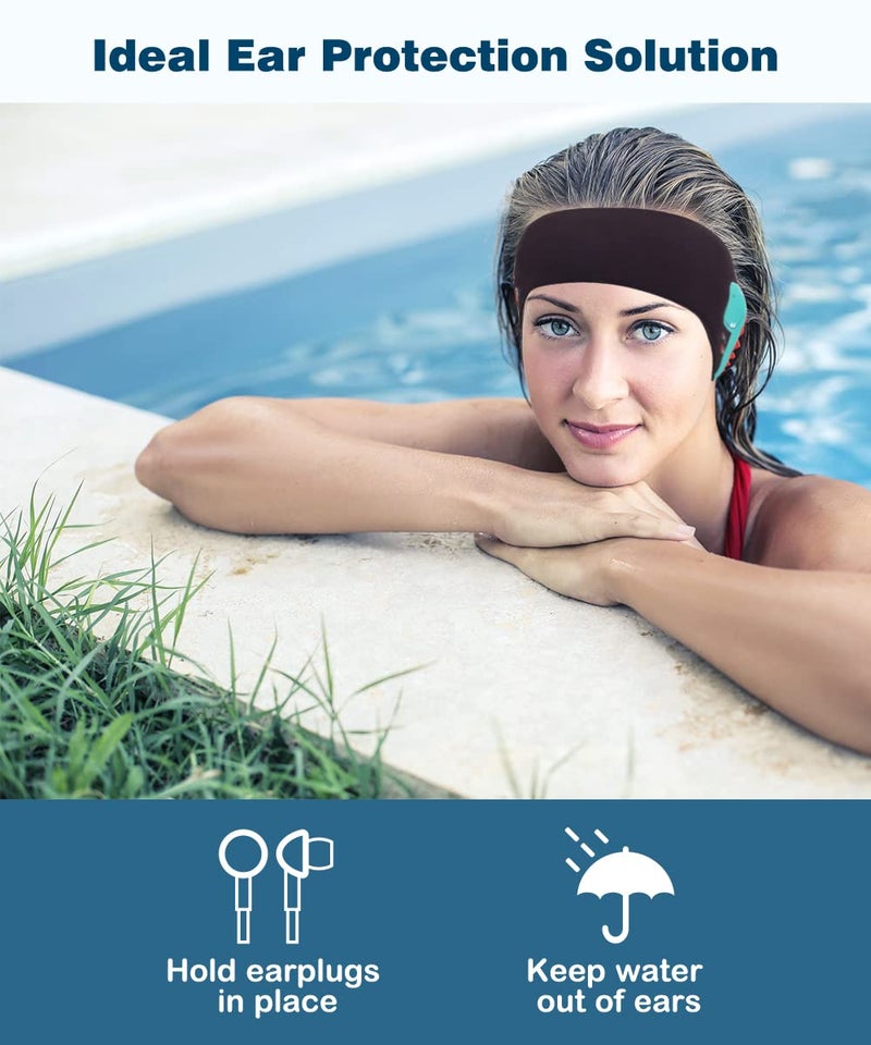 MoKo Swimming Headband for Kids, Cute Swinmmers Headband Ear Band for Kids Keep Water Out Waterproof Ear Protection Band for Bathing Swimming Ear Band, M Size - Light Blue & Shark - Image 3