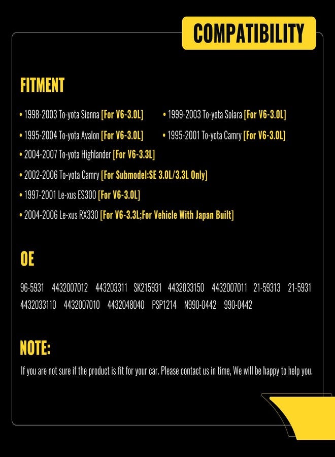 TUCAREST Power Steering Pump 96-5931 w/Pulley Fit For 95-04 To-yota Avalon, 95-06 Camry, 98-03 Sienna Solara /97-01 Le-xus ES300, 04-06 RX330 [OE# 4432007012 4432033111 4432033150 21-5931] - Image 3
