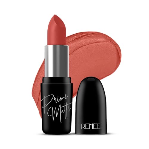 RENEE Prime Matte Lipstick Spicy Cinnamon Lightweight LongLasting Formula Creamy Matte Finish One Swipe Application NonDrying Vitamin E Infused 45Gm - Image 1