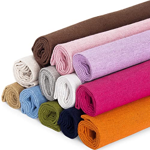 LOVOUS 12 Pcs/Set Linen Cloth Needlework Fabric, Embroidery Quilting Fabric Garments Crafts Accessories Square Embroidery Stitch Cloth Backing Material Sewing Draping(19 x 19 Inch) - Image 1