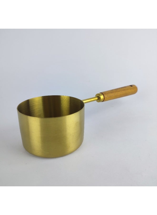 250 ml Gold Stainless Steel Measuring Spoon with Long Wooden Handle - Image 3