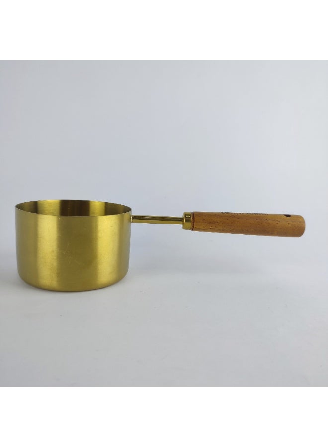 250 ml Gold Stainless Steel Measuring Spoon with Long Wooden Handle - Image 4
