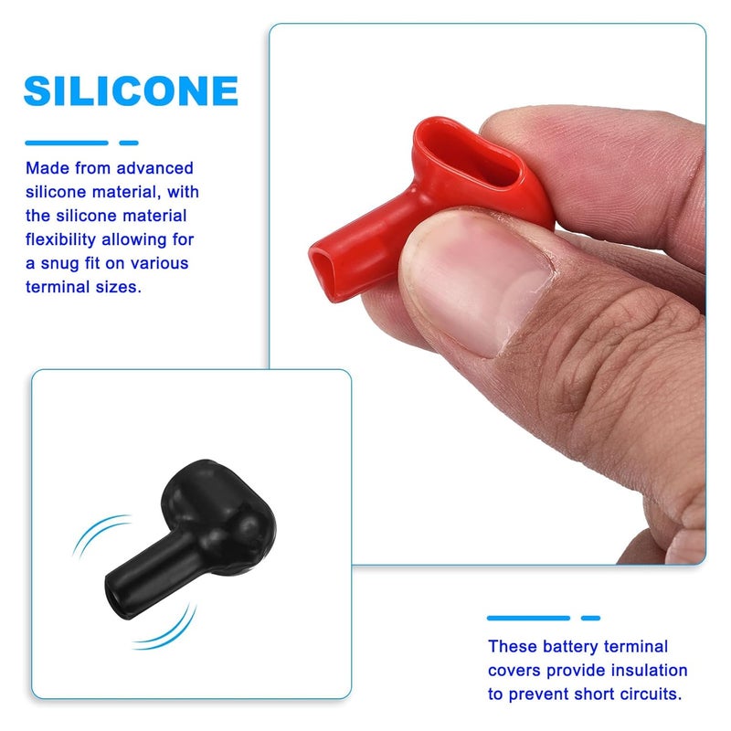 Battery Terminal Covers,2-Pack Battery Terminal Protector Boots,Insulated Rubber Terminal Covers,L6-12-25mm Positive Negative Terminal Caps for Truck,Marine,RV,Solar Power Bank,Motorcycle - Image 4