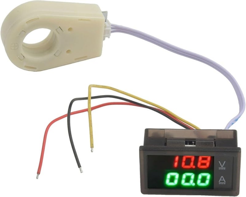 عداد الفولتية والتيار بتأثير القاعة بشاشة رقمية مزدوجة مقاوم للماء DC 0-300V مع حساس 100A - Image 1