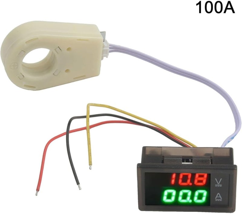 عداد الفولتية والتيار بتأثير القاعة بشاشة رقمية مزدوجة مقاوم للماء DC 0-300V مع حساس 100A - Image 4