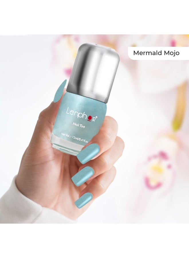 Lenphor Chrome Finish Nail Paint, Metallic Chrome Shine Nail Colour, Long Lasting, Fade Resistant, Quick Dry, Metallic Tint Nail Polish, Chrome Finish, Cool Shade (Mermaid 12ml) - Image 2