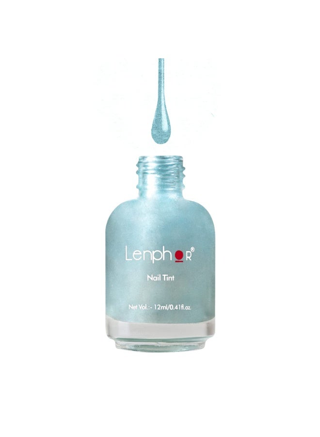 Lenphor Chrome Finish Nail Paint, Metallic Chrome Shine Nail Colour, Long Lasting, Fade Resistant, Quick Dry, Metallic Tint Nail Polish, Chrome Finish, Cool Shade (Mermaid 12ml) - Image 1