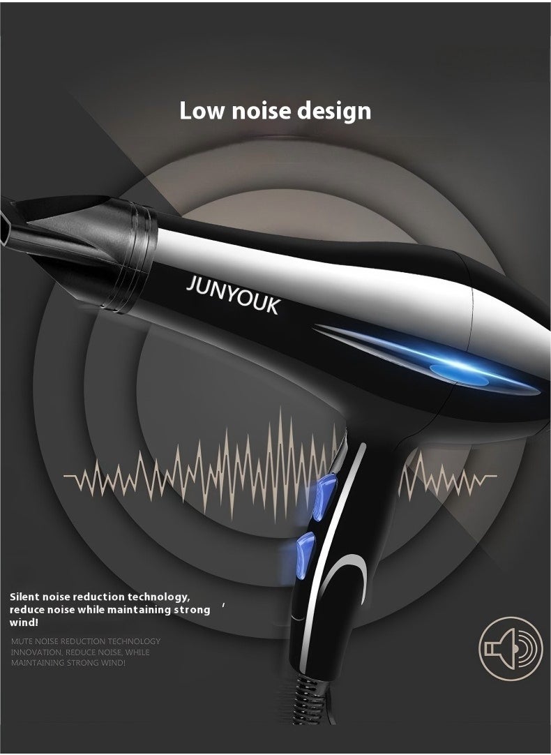 JUNYOUK 6-in-1 Ionic Hair Dryer, Salon Professional Blow Dryer 2200W AC Motor Fast Drying with 2 Speed, 3 Heat Setting, with Diffuser, Nozzle, Concentrator Comb for Curly and Straight Hair，comb  - Image 5