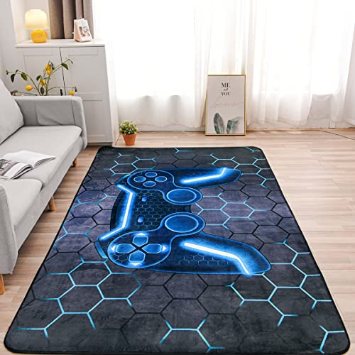 NTBED Game Console Area Rug for Bedroom Sofa Playroom Gaming Geometric Bedside Rugs Gamer Decorative Floor Mat Carpet (5x8 Feet, Blue) - Image 5