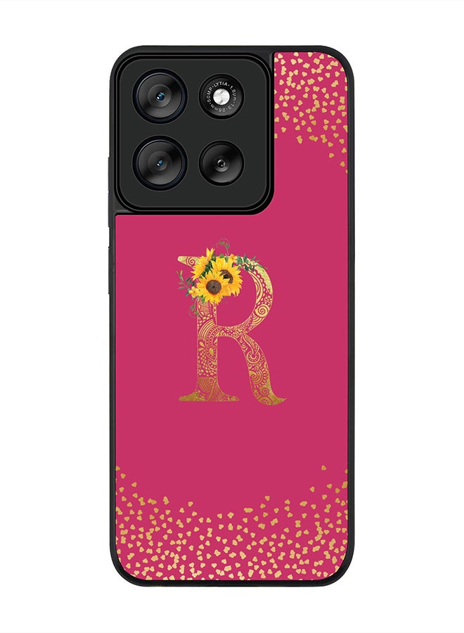 Stylizedd For Motorola Moto G56 Case,Slim fit Camera Protection, Shockproof Thin Phone cover  - Custom Floral Monogram - R ( Deep Pink ) - Image 1