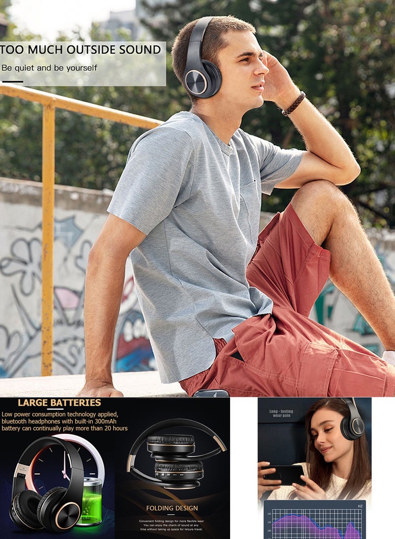 TokFaa Noise Cancelling Headphones HiFi Stereo Foldable Bluetooth Headphones Over Ear with Microphone Wireless Headphones for Home Office Travel（Black） - Image 3
