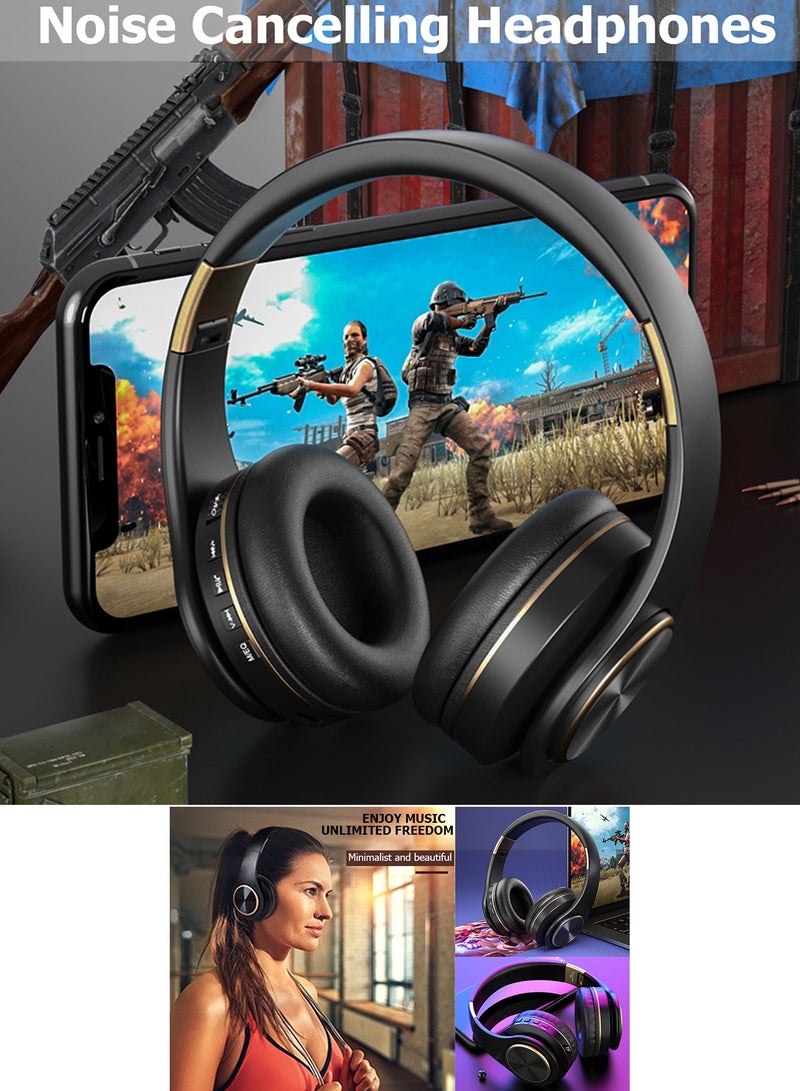 TokFaa Noise Cancelling Headphones HiFi Stereo Foldable Bluetooth Headphones Over Ear with Microphone Wireless Headphones for Home Office Travel（Black） - Image 5