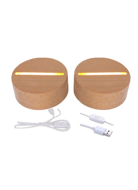 Wood Light Display Base Sets Wooden LED Display Base Crystal Glass Light Base Stand Wood LED Display Stand for Glass Resin Art, 2Pcs
