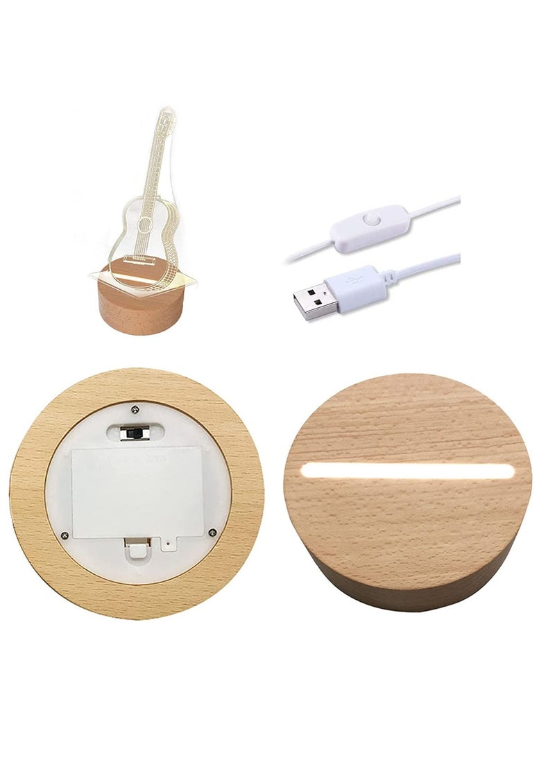 Wood Light Display Base Sets Wooden LED Display Base Crystal Glass Light Base Stand Wood LED Display Stand for Glass Resin Art, 2Pcs