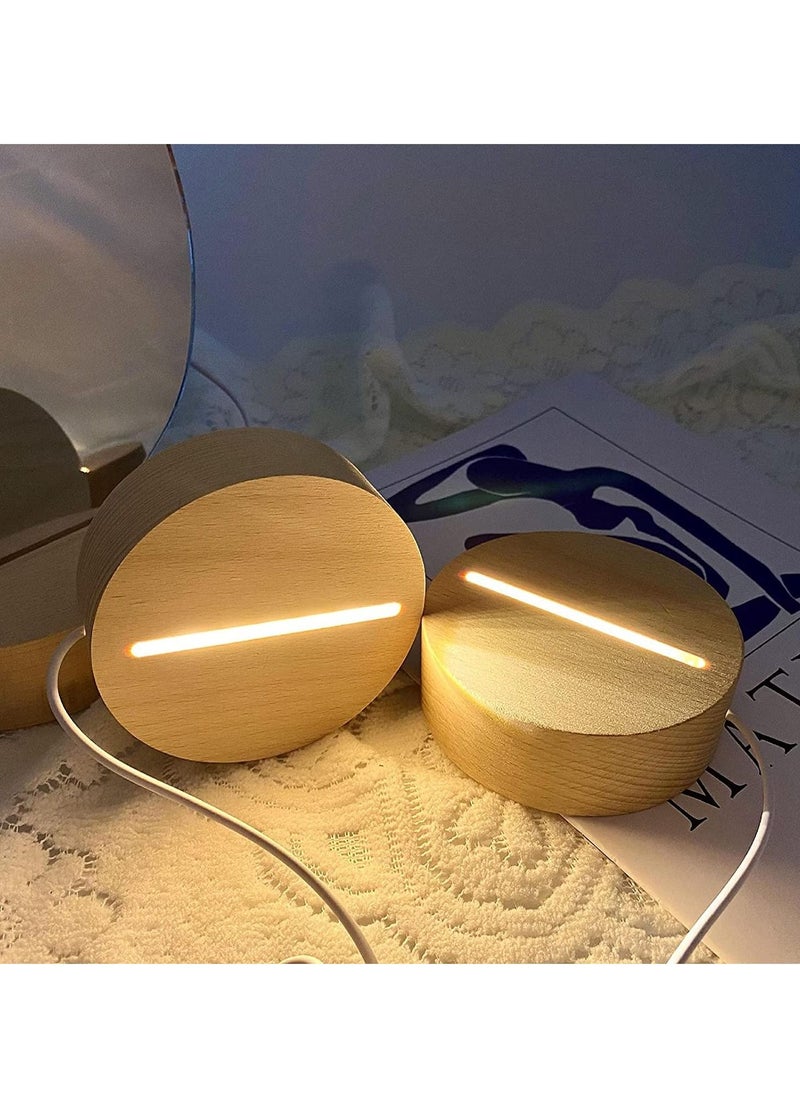 Wood Light Display Base Sets Wooden LED Display Base Crystal Glass Light Base Stand Wood LED Display Stand for Glass Resin Art, 2Pcs