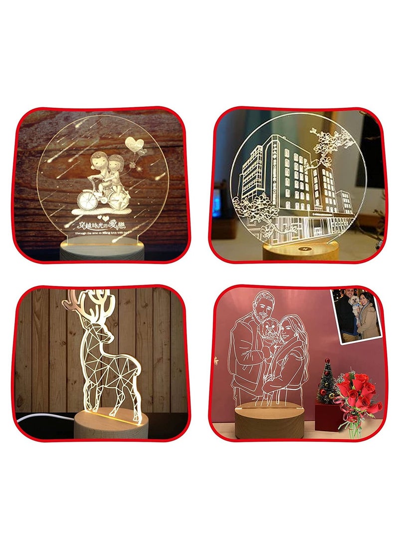 Wood Light Display Base Sets Wooden LED Display Base Crystal Glass Light Base Stand Wood LED Display Stand for Glass Resin Art, 2Pcs