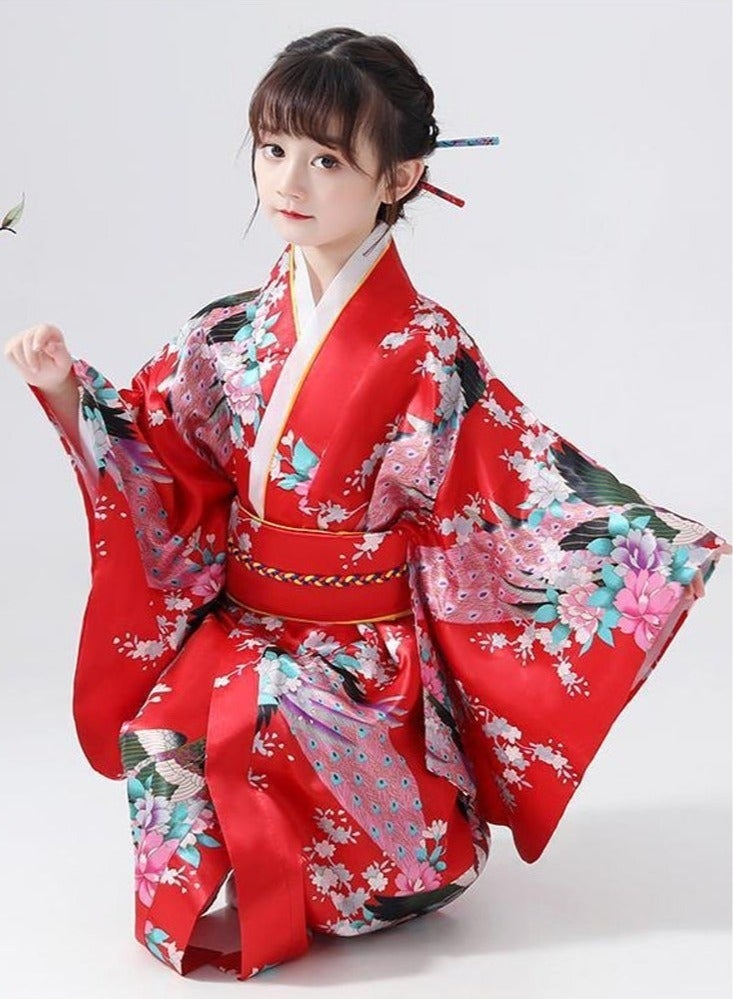 Japanese traditional dress kimono robe for kids girls costume  - Image 2