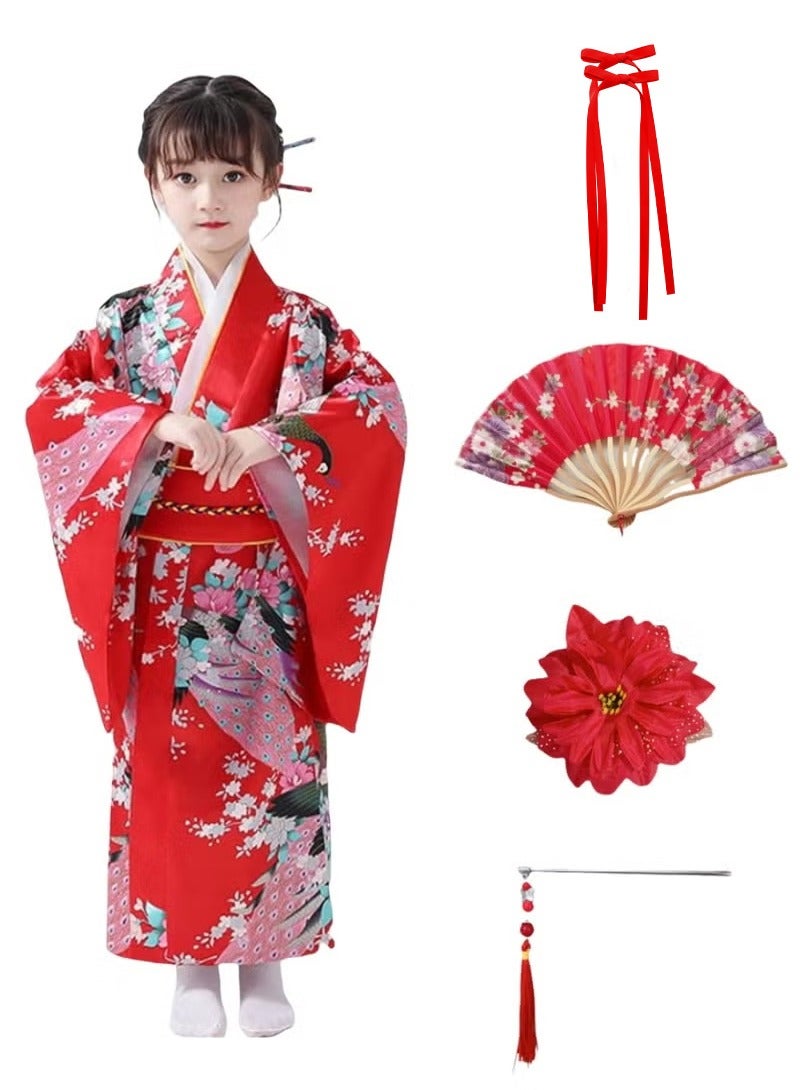 Japanese traditional dress kimono robe for kids girls costume  - Image 1