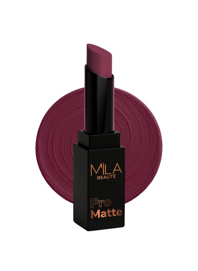 ميلا بيوتي أحمر الشفاه "ميلا بوتيه برو مات" (Mila Beauté Pro Matte) | لون غني وعالي التركيز يدوم طويلاً | لمسة نهائية شبه مطفية (Semi-Matte) | تركيبة خفيفة الوزن | يمنح تغطية كاملة بمسحة واحدة | لون شفاه فاخر | الدرجة - (Queen، 4.2 جم) - Image 1