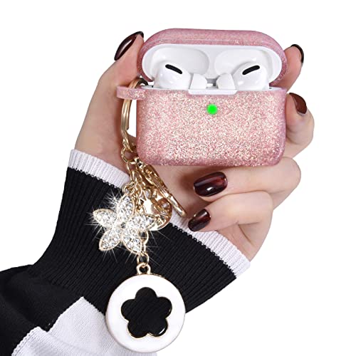 VISOOM Case for Airpods Pro 1st 2nd Generation - VISOOM Airpods Pro 1/2 Cases Cover Women Silicone iPod Pro 2 Earbuds Wireless Charging Case Girl Bling Keychain for Apple Airpod Gen Pro 2 - Image 3