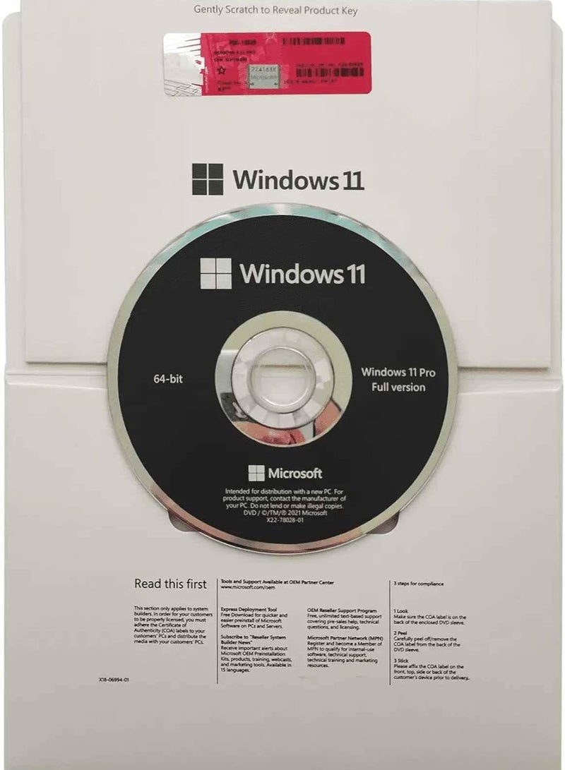 ويندوز نسخة كاملة من Microsoft  11 Pro 64Bit OEI DVD قطعة واحدة - Image 4