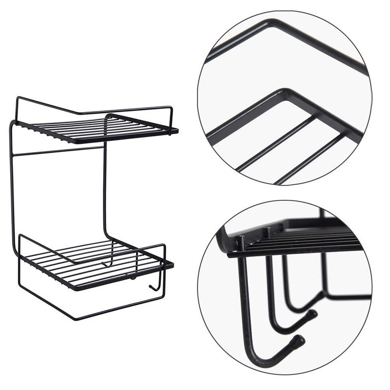 HOME CUBE Multipurpose Strong Magic Sticker Metal Powder Coated Wall Holder Broadside Storage Box Shower Rack Shelf with 3 Hook for Kitchen Bathroom -Black - Image 5