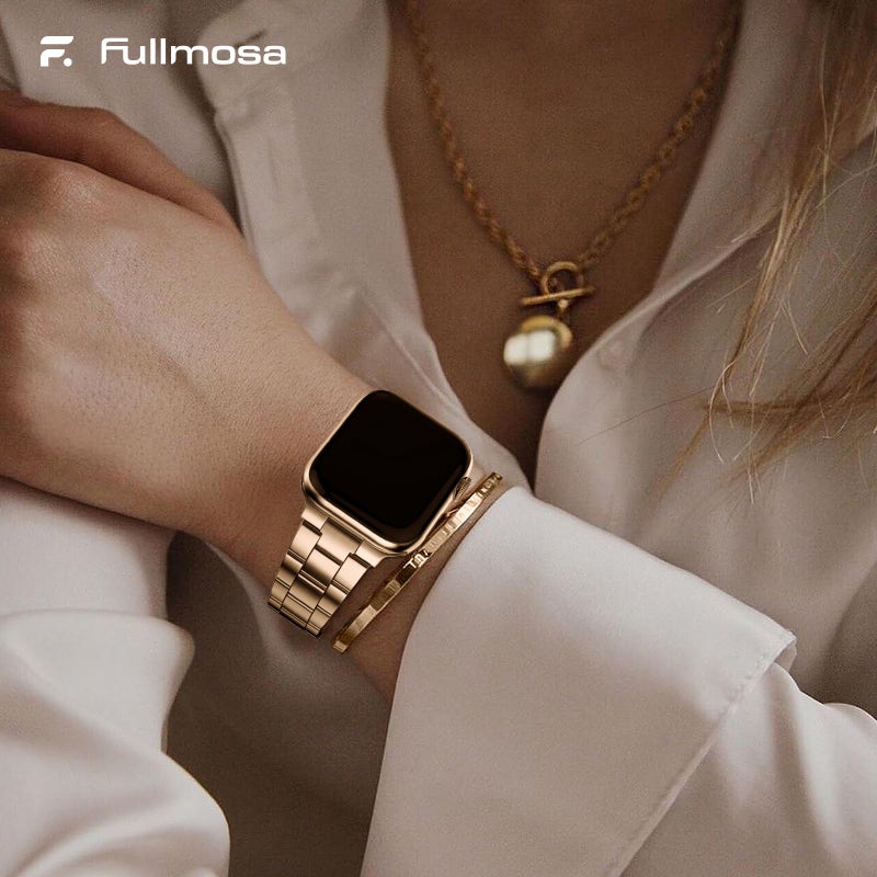 Fullmosa No Tools Needed Compatible with Apple Watch Bands for Women Men 41mm 40mm 38mm 46mm 49mm 45mm 44mm 42mm, Metal Strap with Case for iWatch Series 11 10 9 8 7 6 5 4 3 2 1 SE3/2/1 Ultra3/2/1, 38mm 40mm 41mm, Rose Gold - Image 4