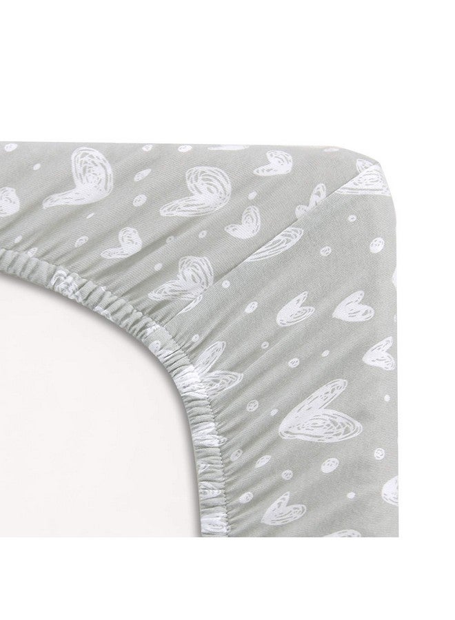 Biloban Bassinet Sheets Compatible with 4moms Breeze Plus Bassinet(not playard), 2 Pack, 100% Jersey Knit Cotton Fitted Sheets, Breathable and Heavenly Soft, Grey Print for Baby - Image 1