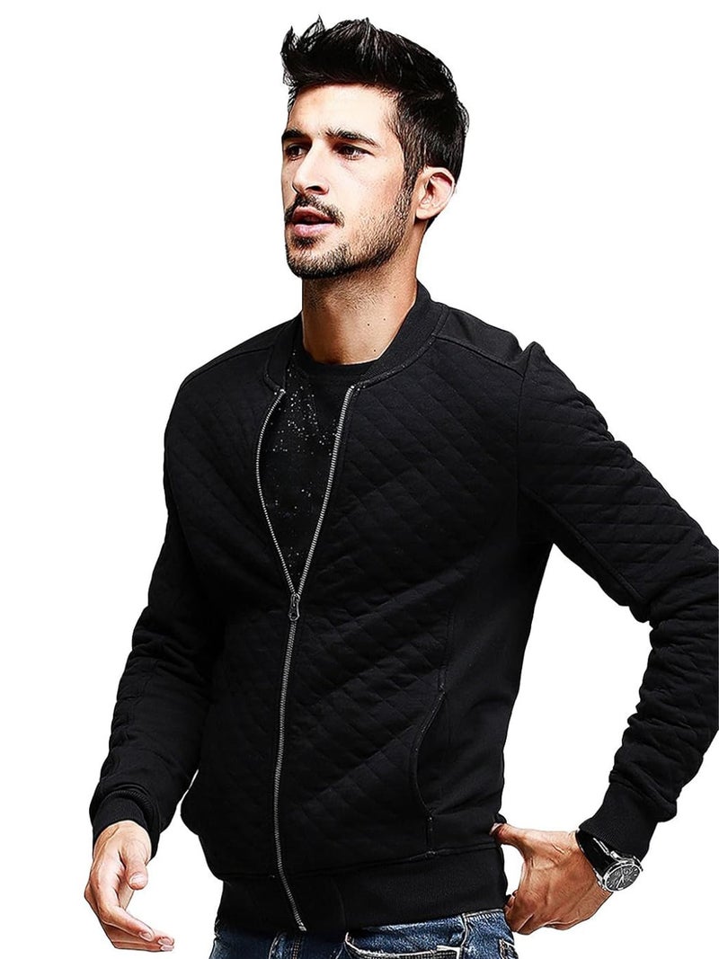 fanideaz Mens jacket for mens bomber winter jacket for men Trendy jackets men with warm insulation Lightweight, stylish winter wear_1BKK_M_Black - Image 3