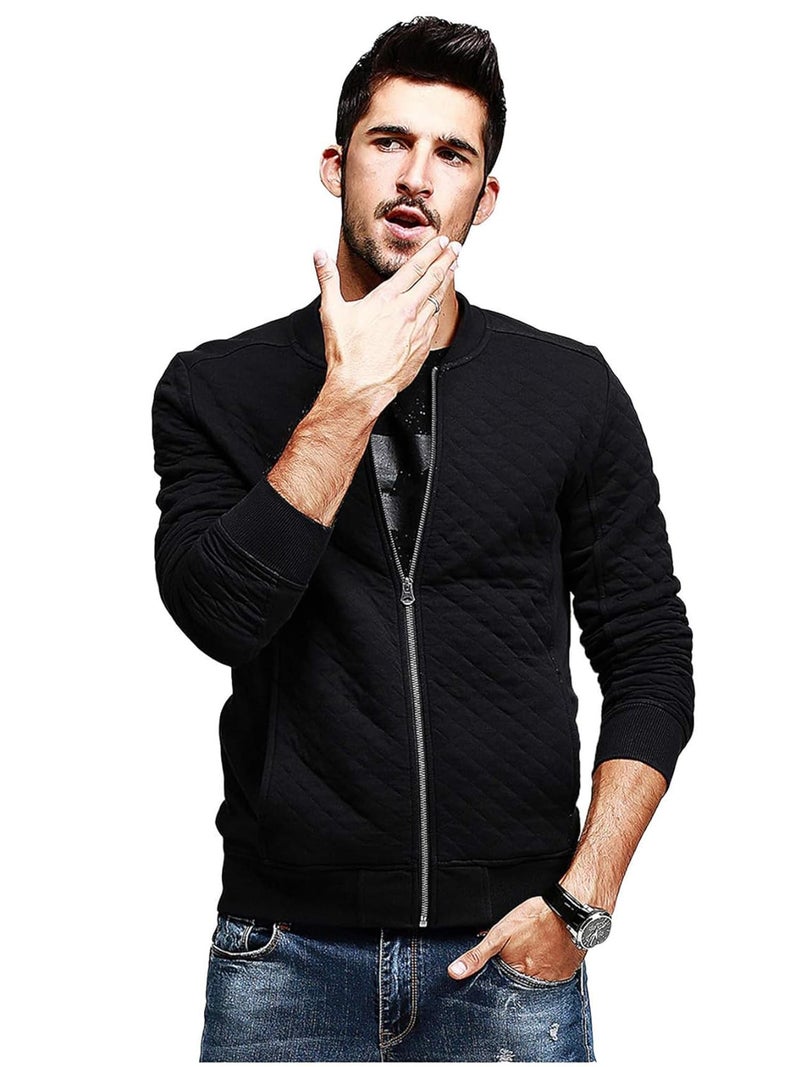 fanideaz Mens jacket for mens bomber winter jacket for men Trendy jackets men with warm insulation Lightweight, stylish winter wear_1BKK_M_Black - Image 1