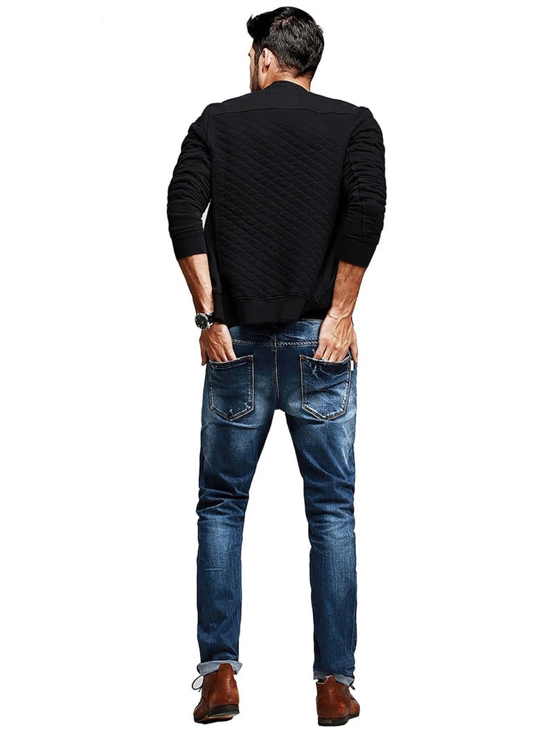 fanideaz Mens jacket for mens bomber winter jacket for men Trendy jackets men with warm insulation Lightweight, stylish winter wear_1BKK_M_Black - Image 4